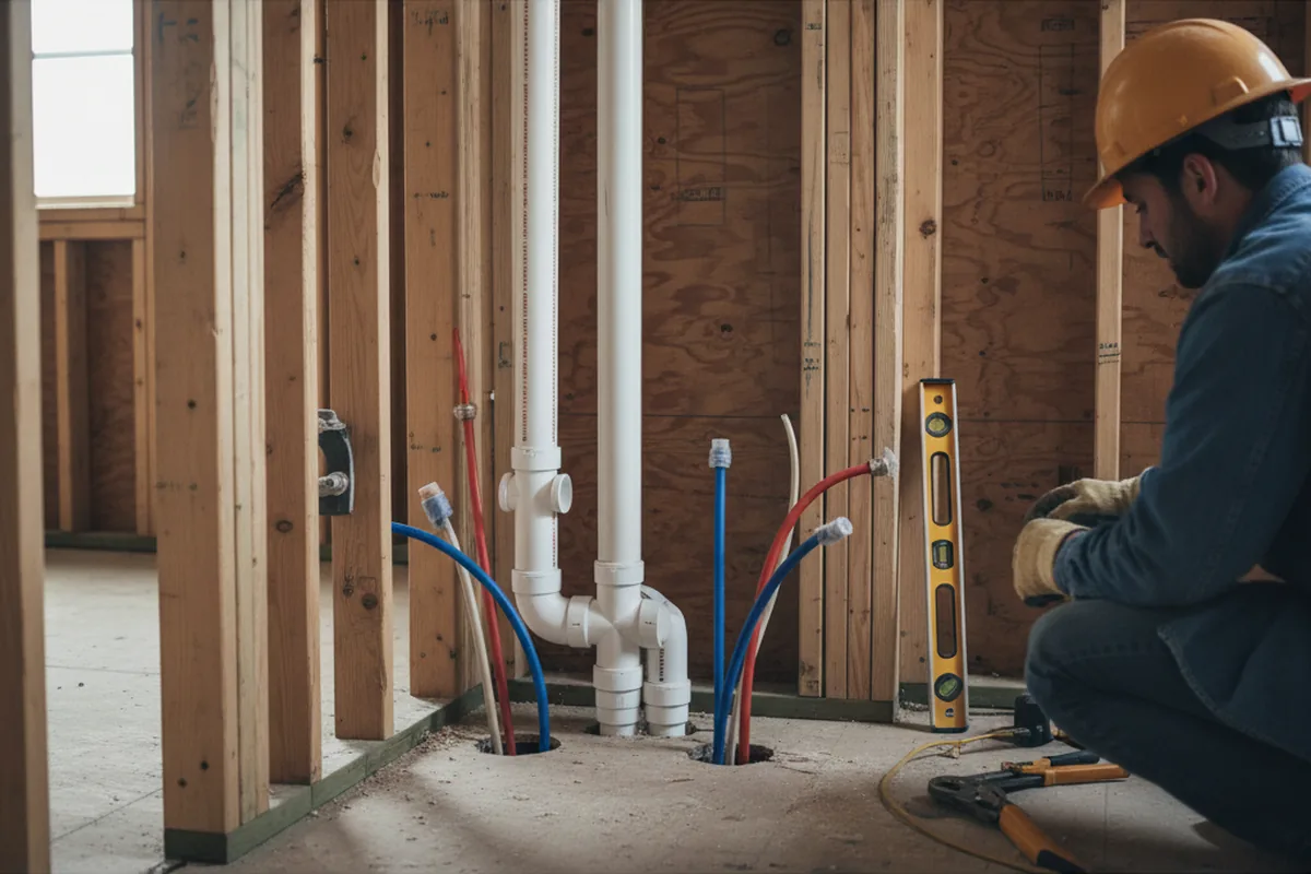 Drain and supply rough-in during Drain Cleaning in Ho Ho Kus