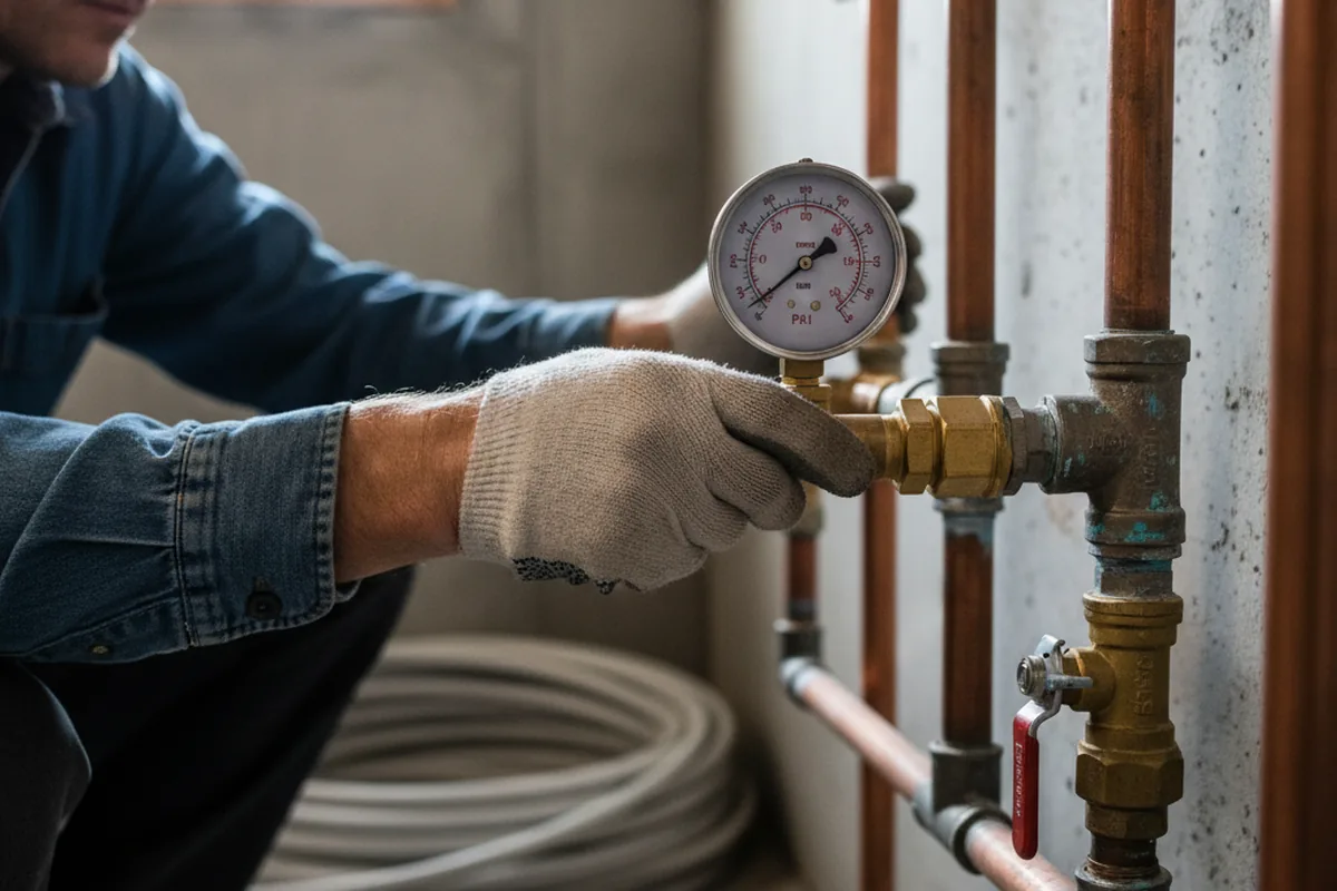 Pressure testing a repaired line during Water Line Repair in Ho Ho Kus